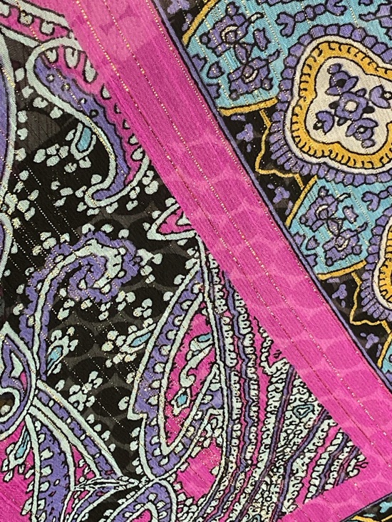 Rose + Olive Boho Paisley Blouse Pink Black Mixed Print Top L - Picture 5 of 6